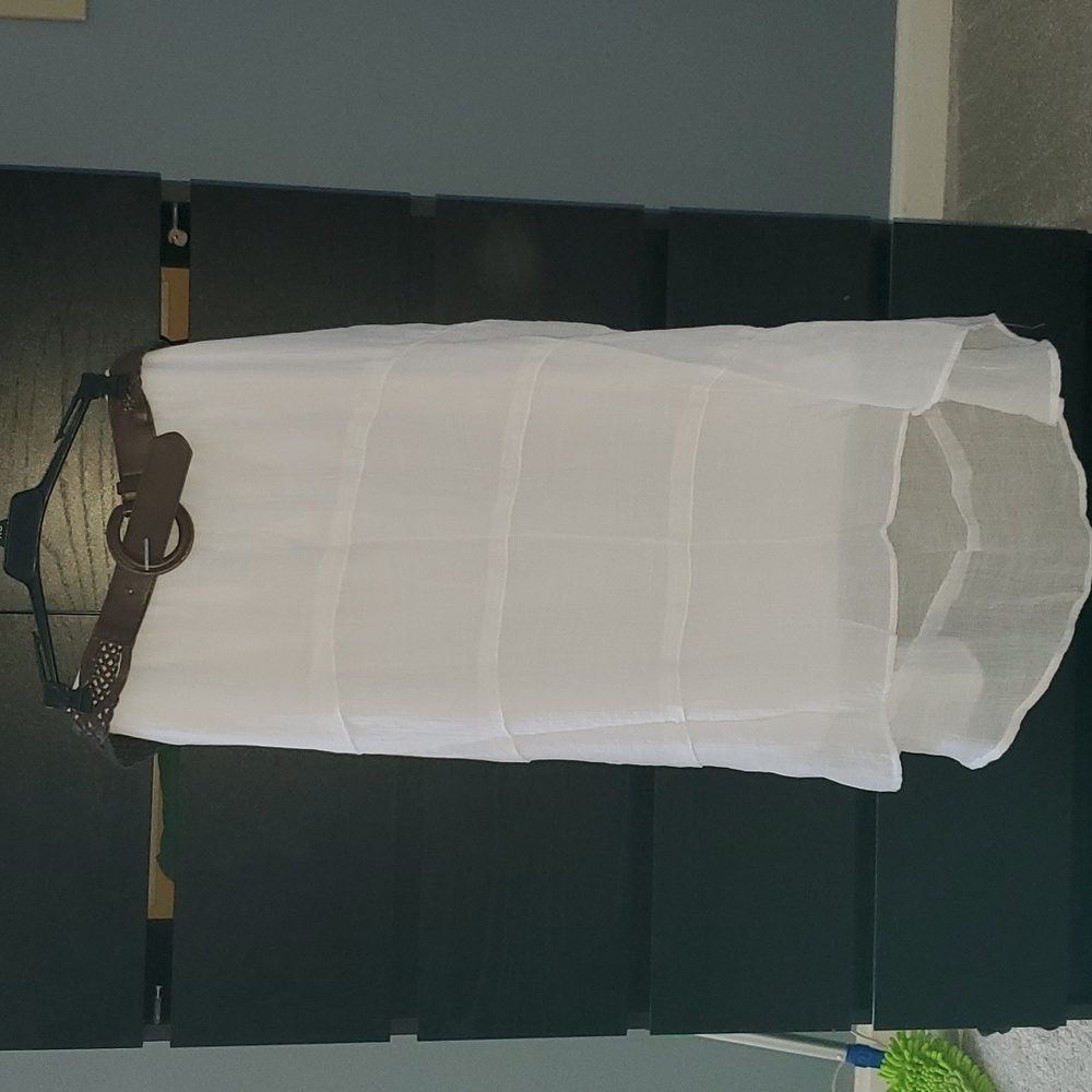 White Skirt with Brown Belt